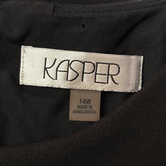 Kasper Faux Leather Waist Sleeveless Cocktail Career Dress Black Size 14W - Picture 5 of 6